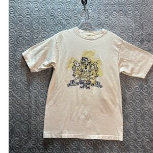 Perry Ellis Mens T Shirt Cream Graphic‎ Print Short Sleeve Crew Neck Size M M